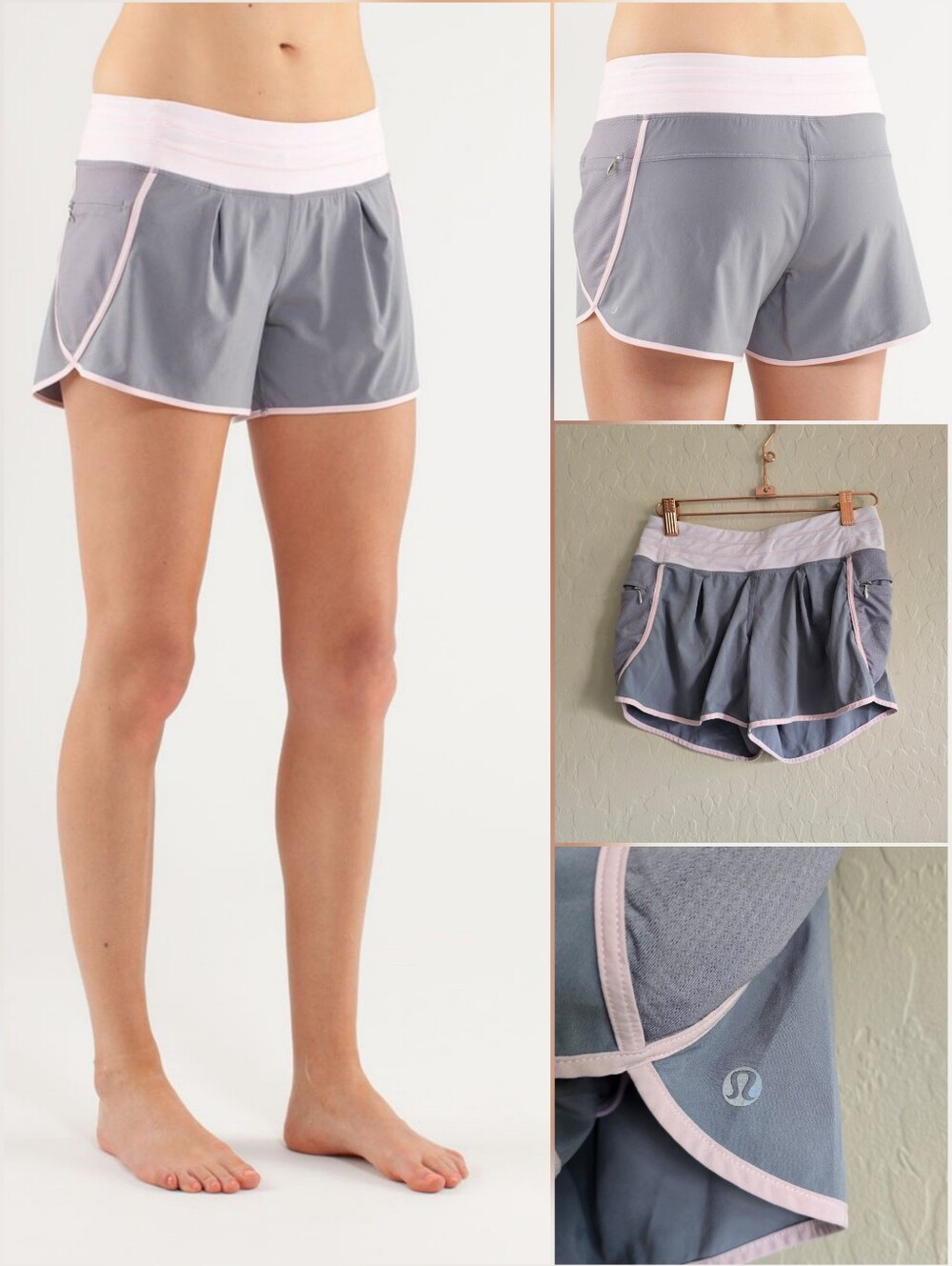 Lululemon Run: In the Sun Shorts Size 2 Fossil/Wee Stripe White Blush Quartz